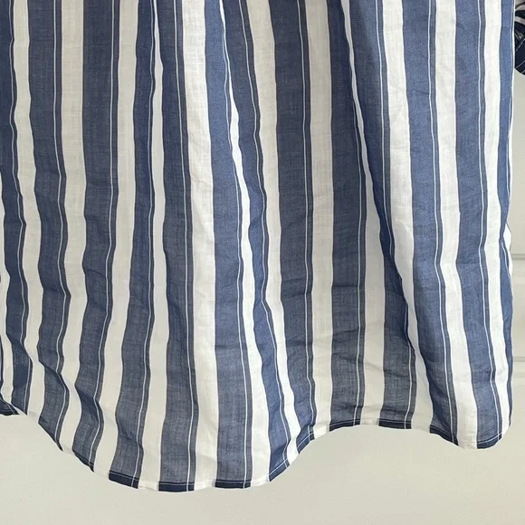 Banana Republic Ramie Popover Shirt Dress Navy White Stripes Size MP Preppy NWT - Picture 10 of 16